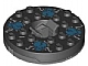 invID: 239241295 P-No: 92549c02pb04  Name: Turntable 6 x 6 x 1 1/3 Round Base with Black Top with Blue Skulls on White Pattern (Ninjago Spinner)