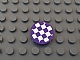 invID: 276036027 P-No: 14769pb165  Name: Tile, Round 2 x 2 with Bottom Stud Holder with Dark Purple and White Checkered Pattern (Sticker) - Set 41129