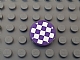 invID: 276036067 P-No: 14769pb165  Name: Tile, Round 2 x 2 with Bottom Stud Holder with Dark Purple and White Checkered Pattern (Sticker) - Set 41129