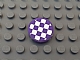 invID: 276036244 P-No: 14769pb165  Name: Tile, Round 2 x 2 with Bottom Stud Holder with Dark Purple and White Checkered Pattern (Sticker) - Set 41129
