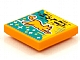 invID: 281020271 P-No: 3068pb1573  Name: Tile 2 x 2 with BeatBit Album Cover - Orange Flying Cat Pattern