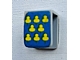 invID: 303847148 P-No: 3840pb06  Name: Minifigure Vest with 8 Yellow Trefoils on Blue Background Pattern (Stickers) - Sets 375 / 6075