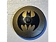 invID: 306878000 P-No: 3960pb017  Name: Dish 4 x 4 Inverted (Radar) with Solid Stud with Black Bat on Gold Background Batman Logo (Bat Signal) Pattern