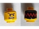 invID: 311685685 P-No: 3626cpb1068  Name: Minifigure, Head Dual Sided Reddish Brown Unibrow, Cheek Lines, Angry / Red Zigzag Line on Black Background Pattern - Hollow Stud