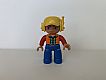 invID: 313075779 M-No: 47394pb231  Name: Duplo Figure Lego Ville, Male, Blue Legs, Orange Vest, Dark Green Plaid Shirt, Red Arms, Yellow Cap with Headset
