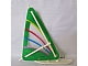 invID: 320068934 P-No: x772px4  Name: Plastic Triangle 9 x 15 Sail with Green Border and Dark Pink, Blue, Red and Yellow Stripes Pattern