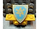 invID: 320784225 P-No: 3846pb043  Name: Minifigure, Shield Triangular  with Gold Flower and Border on Metallic Light Blue Background Pattern