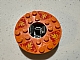 invID: 321059674 P-No: 92549c05pb02  Name: Turntable 6 x 6 x 1 1/3 Round Base with Orange Top and Red Phoenixes on Yellow Flames Pattern (Ninjago Spinner)