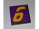 invID: 326487773 P-No: 3068pb0106  Name: Tile 2 x 2 with Number  6 Yellow on Purple Background Pattern (Sticker) - Set 8257