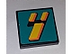 invID: 326490338 P-No: 3068pb0114  Name: Tile 2 x 2 with Slanted Digital Yellow and Black Number 4 on Dark Turquoise Background Pattern (Sticker) - Set 8257