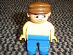 invID: 21844595 M-No: 4555pb086  Name: Duplo Figure, Male, Blue Legs, Yellow Top, Brown Cap, with White in Eyes Pattern
