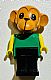 invID: 334137401 M-No: fab8d  Name: Fabuland Monkey - Chester Chimp, Brown Head, Black Legs, Green Top, Yellow Arms