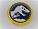 invID: 335005256 P-No: 14769pb074  Name: Tile, Round 2 x 2 with Bottom Stud Holder with Jurassic World Logo Pattern (Sticker) - Set 75919