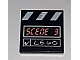 invID: 337473590 P-No: 3068px5  Name: Tile 2 x 2 with 'SCENE 3' and White 'LEGO', Check Mark and Stripes Film Slate Pattern