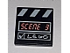 invID: 337473638 P-No: 3068px5  Name: Tile 2 x 2 with 'SCENE 3' and White 'LEGO', Check Mark and Stripes Film Slate Pattern