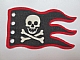 invID: 337910191 P-No: x376px4  Name: Cloth Flag 8 x 5 Wave with Red Border and Skull and Crossbones Pattern