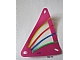 invID: 338340756 P-No: x772px3  Name: Plastic Triangle 9 x 15 Sail with Dark Pink Border and Green, Blue, Red, and Yellow Stripes Pattern