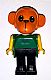 invID: 340401771 M-No: fab8d  Name: Fabuland Monkey - Chester Chimp, Brown Head, Black Legs, Green Top, Yellow Arms