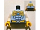 invID: 340885330 P-No: 973pb1301c01  Name: Torso Chima Muscles Outline and Gold Belt and Shoulder Plate Pattern Front and Back / White Arms / Yellow Hands