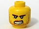 invID: 343665725 P-No: 3626bpb0312  Name: Minifigure, Head Reddish Brown Bushy Eyebrows and Beard Stubble, Open Mouth Scowl with Teeth Pattern - Blocked Open Stud