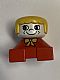 invID: 347430376 M-No: 2327pb26  Name: Duplo 2 x 2 x 2 Figure Brick, Red Base with Yellow Bow, White Head with Eyelashes and Freckles, Yellow Hair