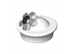 invID: 349066165 P-No: 41944pb01  Name: Minifigure, Hat with Small Pin, Pillbox Hat with Silver and Black Flower Pattern