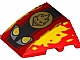 invID: 354451308 P-No: 64225pb045  Name: Wedge 4 x 3 Triple Curved No Studs with Yellow and Silver Headlights, Gold Ninjago Fire Power Emblem and Flames Pattern