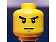 invID: 355065365 P-No: 3626cpb0521  Name: Minifigure, Head Male Stern Black Eyebrows, White Pupils, Thin Line Mouth, Chin Dimple Pattern - Hollow Stud