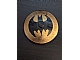 invID: 358502015 P-No: 3960pb017  Name: Dish 4 x 4 Inverted (Radar) with Solid Stud with Black Bat on Gold Background Batman Logo (Bat Signal) Pattern