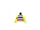 invID: 358954921 P-No: 973p32c01  Name: Torso Pirate Tank Top with Blue and White Horizontal Stripes, Dark Orange Belt with Gold Buckle Pattern / Yellow Arms / Yellow Hands