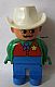invID: 361818284 M-No: 4555pb118  Name: Duplo Figure, Male, Blue Legs, Green Top with Red Vest with Sheriff Star, Moustache, White Cowboy Hat