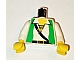 invID: 362479606 P-No: 973p3cc01  Name: Torso Pirate Green Vest Open over Shirt with Laces, Black Belts with Buckles, Yellow Neck Pattern / White Arms / Yellow Hands