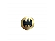 invID: 362560203 P-No: 3960pb017  Name: Dish 4 x 4 Inverted (Radar) with Solid Stud with Black Bat on Gold Background Batman Logo (Bat Signal) Pattern