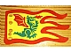 invID: 364758686 P-No: x376px1  Name: Cloth Flag 8 x 5 Wave with Red Border and Green Dragon Pattern - Single-Sided Print
