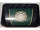 invID: 365473595 P-No: 52031pb093  Name: Wedge 4 x 6 x 2/3 Triple Curved with Gold and Silver Ring Ornament on Dark Green Pattern (Sticker) - Set 76006