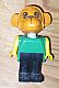 invID: 367801249 M-No: fab8d  Name: Fabuland Monkey - Chester Chimp, Brown Head, Black Legs, Green Top, Yellow Arms