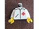 invID: 370604208 P-No: 973p24c01  Name: Torso Hospital Shirt with Collar, Pocket, and Red Cross Pattern / White Arms / Yellow Hands