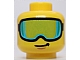 invID: 379147184 P-No: 28621pb0085  Name: Minifigure, Head Glasses with Lime Ski Goggles with Dark Turquoise and Medium Azure Highlights, Medium Nougat Chin Dimple, Smirk Pattern - Vented Stud