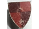 invID: 381303256 P-No: 3846px3  Name: Minifigure, Shield Triangular  with Red/Maroon Quarters Pattern