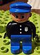 invID: 381488954 M-No: 4555pb061  Name: Duplo Figure, Male Police, Blue Legs, Black Top with 3 Buttons and Badge, Blue Hat