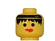 invID: 382123610 P-No: 3626bp40  Name: Minifigure, Head Female Black Hair Messy, Thick Red Lips Pattern - Blocked Open Stud