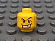 invID: 382261410 P-No: 3626pb0302  Name: Minifigure, Head Male Arched Eyebrow, White Teeth with Gold Tooth, Coarse Stubble Pattern