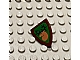 invID: 384385176 P-No: 3846p48  Name: Minifigure, Shield Triangular  with Forestmen Elk / Deer Head on Green Background Pattern