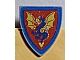 invID: 393427492 P-No: 3846px10  Name: Minifigure, Shield Triangular  with Blue and Yellow Dragon on Red Background Pattern