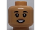invID: 393915061 P-No: 28621pb0064  Name: Minifigure, Head Dual Sided Female Black Eyebrows, Nougat Lips, Neutral / Open Mouth Smile with Teeth Pattern - Vented Stud