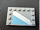 invID: 394062958 P-No: 6180pb040L  Name: Tile, Modified 4 x 6 with Studs on Edges with White Diagonal Stripe Left and Maersk Blue Pattern (Sticker) - Set 10219