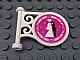 invID: 394331862 P-No: 13459pb004  Name: Road Sign Round on Pole with Flat Top Attachment with Bride and Groom and Silver Heart on Magenta Background Pattern (Sticker) - Set 41058