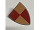 invID: 398356372 P-No: 3846px2  Name: Minifigure, Shield Triangular  with Red and Peach Quarters Pattern, Style 1