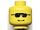 invID: 398508287 P-No: 3626bp04  Name: Minifigure, Head Glasses with Black Sunglasses and Standard Grin Pattern - Blocked Open Stud
