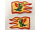 invID: 399473897 P-No: x376px1a  Name: Cloth Flag 8 x 5 Wave with Red Border and Green Dragon Pattern - Double-Sided Print
